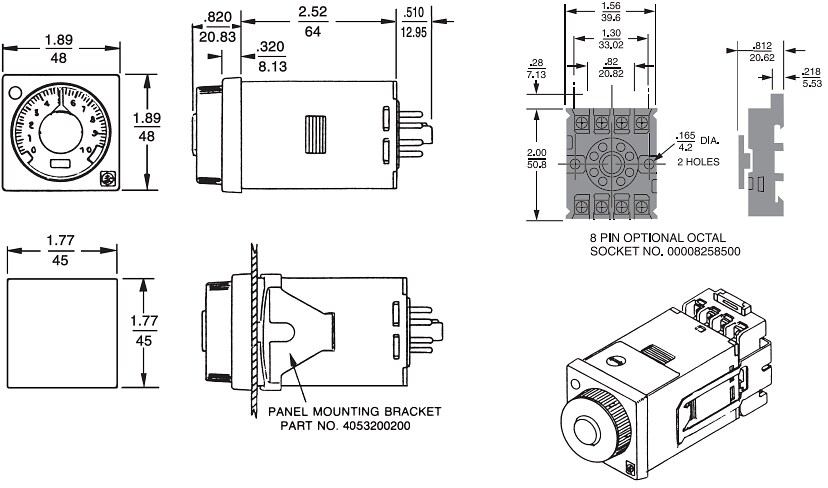 ATC Automatic Timing & Controls 405C 1/16 DIN Timers with Instantaneous Relay